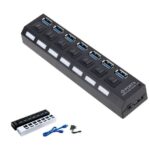 USB HUB docking aktivni sa prekidačima 7 port crni