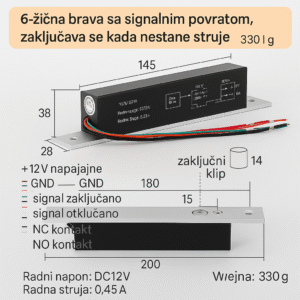 Brava za kontrolu pristupa 12V 6 žica povrat signala
