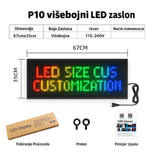 P10 RGB LED Reklamni Ekran 67x35cm WiFi Display