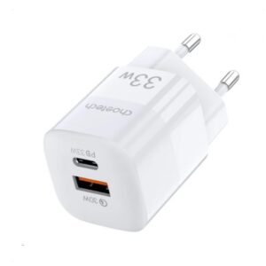 33W PD + QC3.0 Brzi Punjač – USB-C i USB Bijeli Adapter