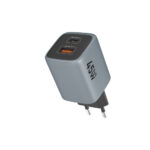 45W PD + QC3.0 Brzi Punjač – USB-C i USB Sivi Adapter