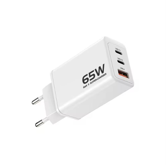 65W GaN Brzi Punjač–2×USB-C USB-A bijeli Adapter