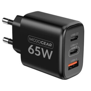65W GaN Brzi Punjač – 2× USB-C + USB-A Crni Adapter