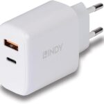 65W Brzi Punjač – USB-C + USB Dvostruki Bijeli Adapter