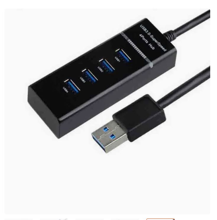 Crni USB hub sa 4 super-speed porta za PC