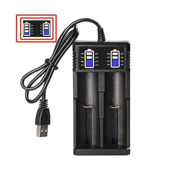 USB punjač za 2x 18650 baterije s LED indikatorom