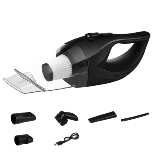 Crni bežični usisivač za auto sa LED lampom