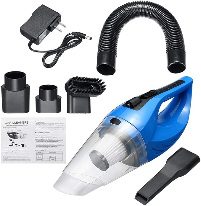 Plavi bežični usisivač za auto sa LED lampom - Image 2