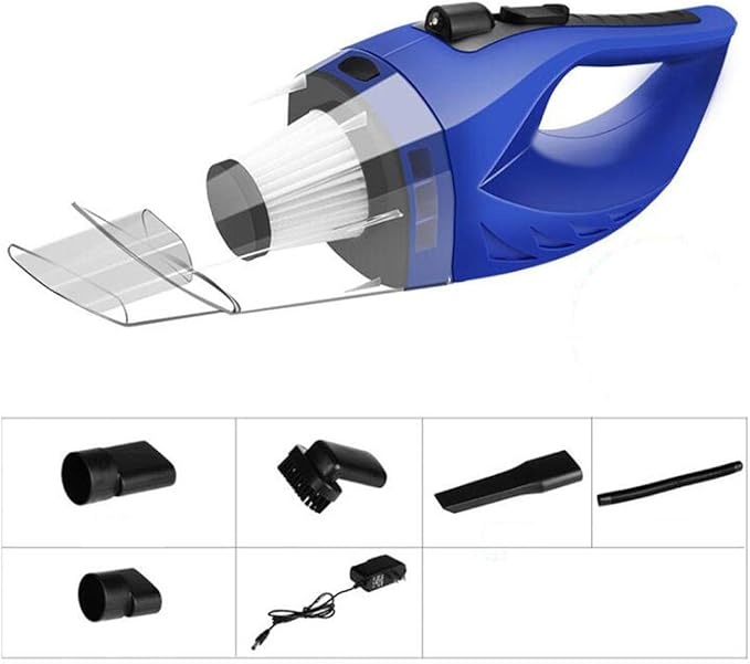 Plavi bežični usisivač za auto sa LED lampom