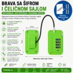 Brava sa sifrom i celicnom sajlom za ladice ormare zelena
