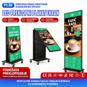 LED reklamni ekran P1.86 655x2000mm WiFi sklopivi