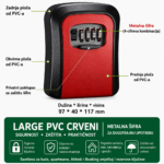 PVC sef za kljuceve sa metalnom sifrom Large crveni