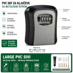 PVC sef za kljuceve sa metalnom sifrom Large sivi