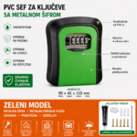 PVC sef za kljuceve sa metalnom sifrom Large zeleni