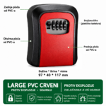 PVC sef za kljuceve sa sifrom Large crveni