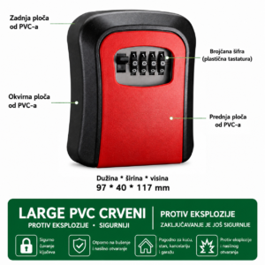 PVC sef za kljuceve sa sifrom Large crveni