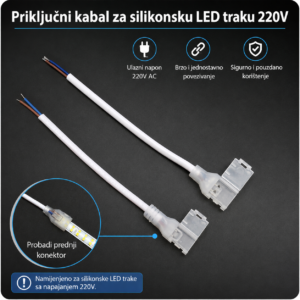 Prikljucni kabal za silikonsku LED traku 220V konektor