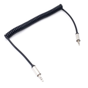 AUX spiralni kabal 3.5mm muski na muski 1,5m crni