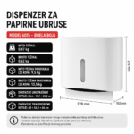 Dispenzer za Papirne Ubruse Zidni 6015 Bijeli ABS Plastika