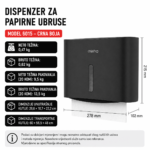 Dispenzer za Papirne Ubruse Zidni 6015 Crni ABS Plastika