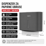 Dispenzer za Papirne Ubruse Zidni 6015 Sivi ABS Plastika