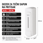 Dispenzer za Tečni Sapun 350ml Zidni Bijeli Dozer
