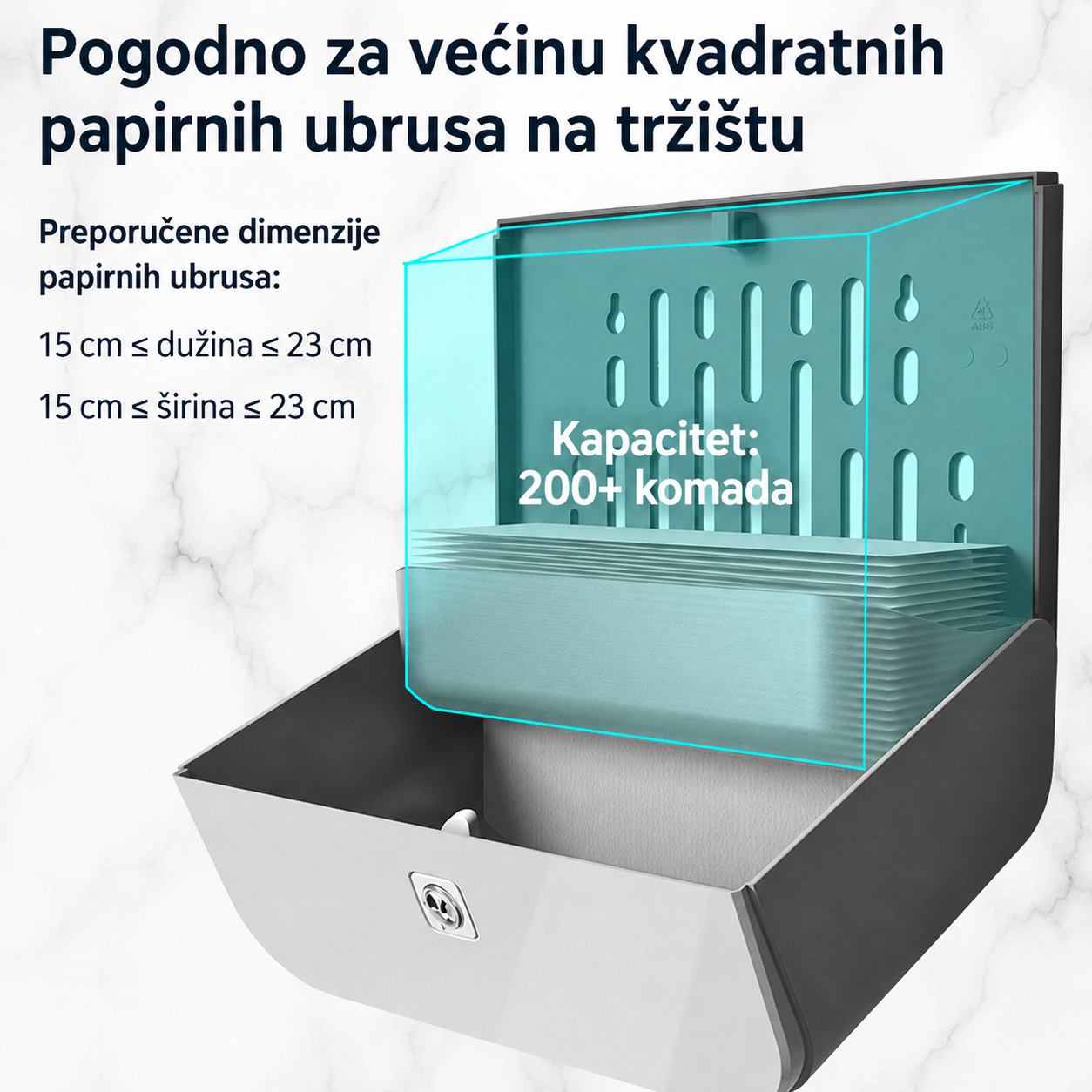 Dispenzer za Papirne Ubruse Zidni Model 6012 Sivi - Image 2