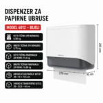 Dispenzer za Papirne Ubruse Zidni Model 6012 Bijeli