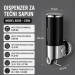 Zidni Dispenzer za Tečni Sapun 500 ml Crni Zaključavanje