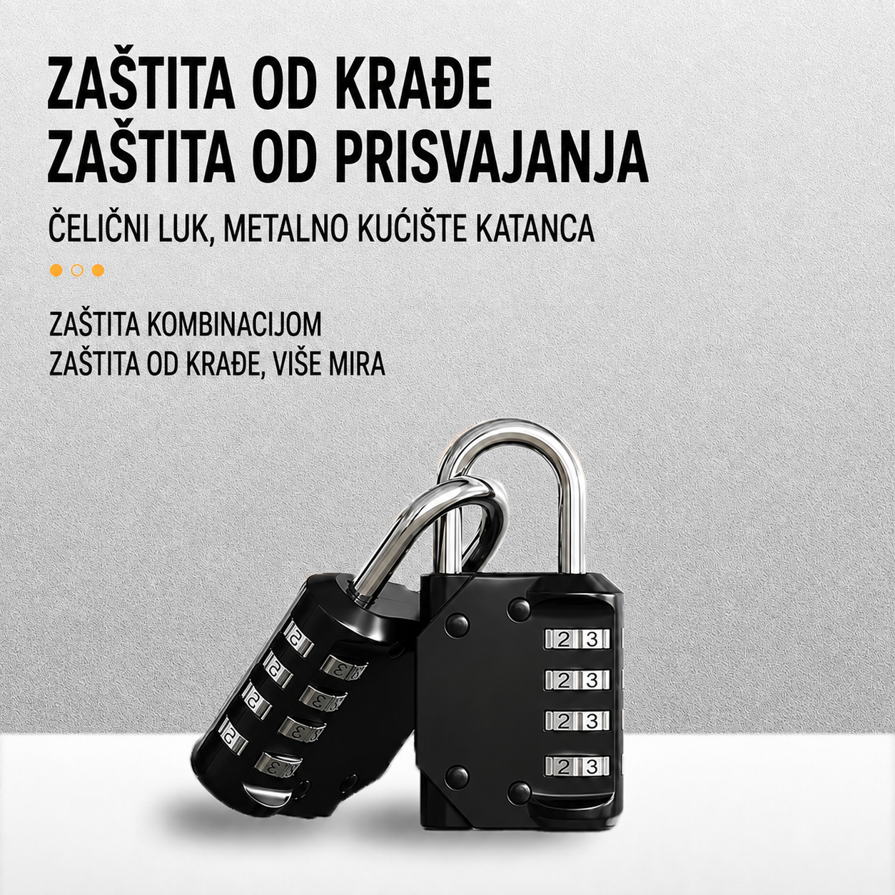 Katanac sa sifrom 3 cifre 33mm srebrni - Image 2