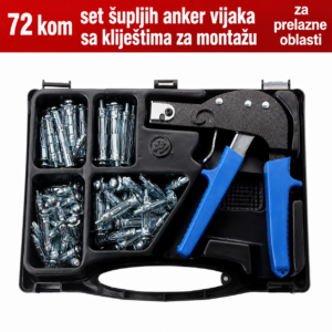Set klijesta i metalnih anker tipli za gips ploce 72 kom