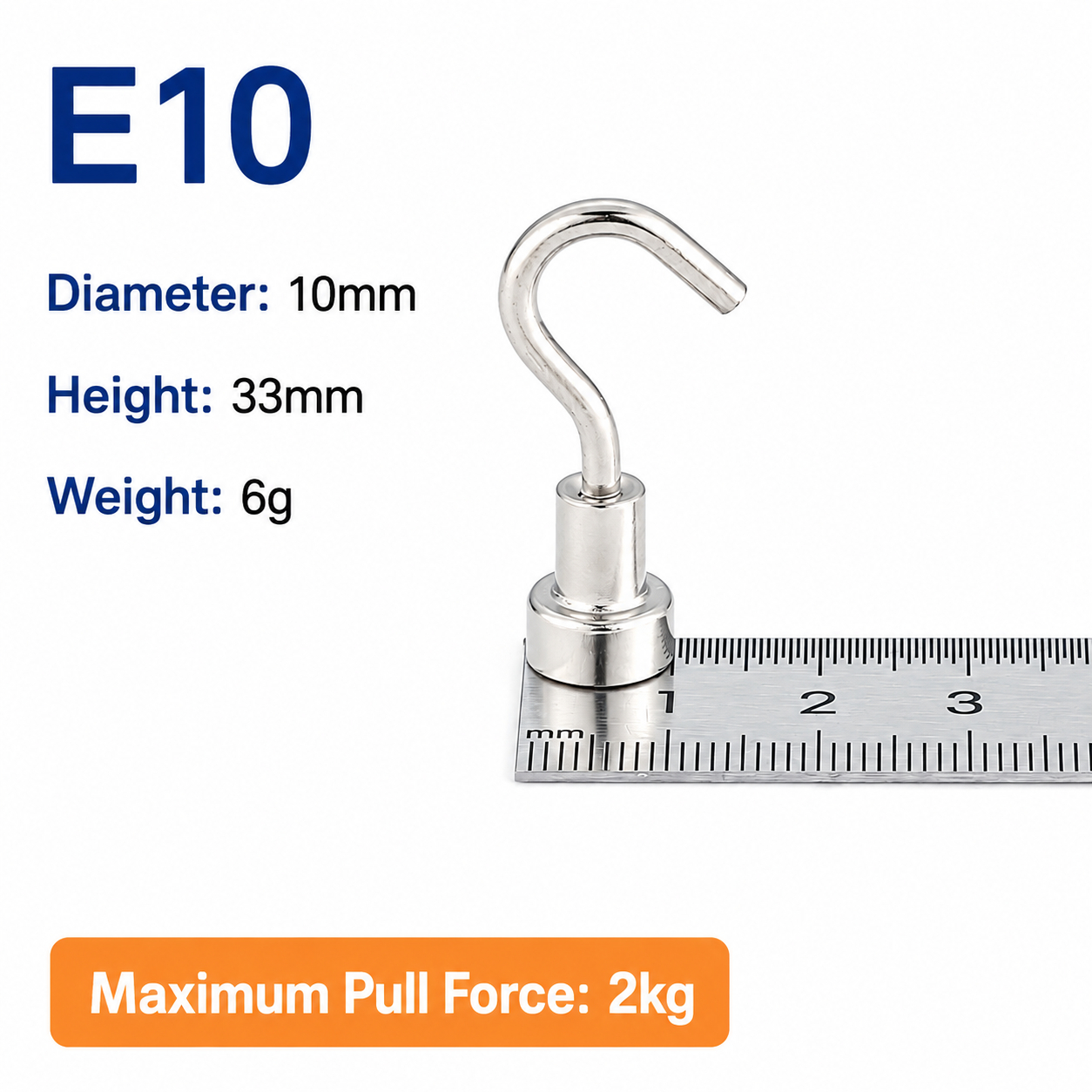 Neodimijski magnet sa kukom E10 10mm 2kg