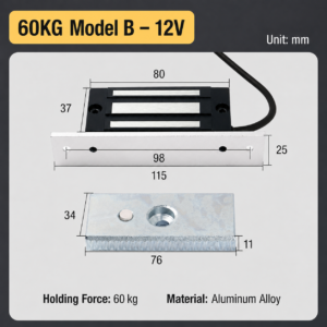 Elektromagnetna Brava 60kg 12V Ugradna za Kontrolu Pristupa