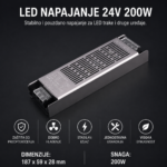LED napajanje 24V 200W slim za LED trake