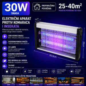 Elektricni aparat protiv komaraca i insekata UV 30W