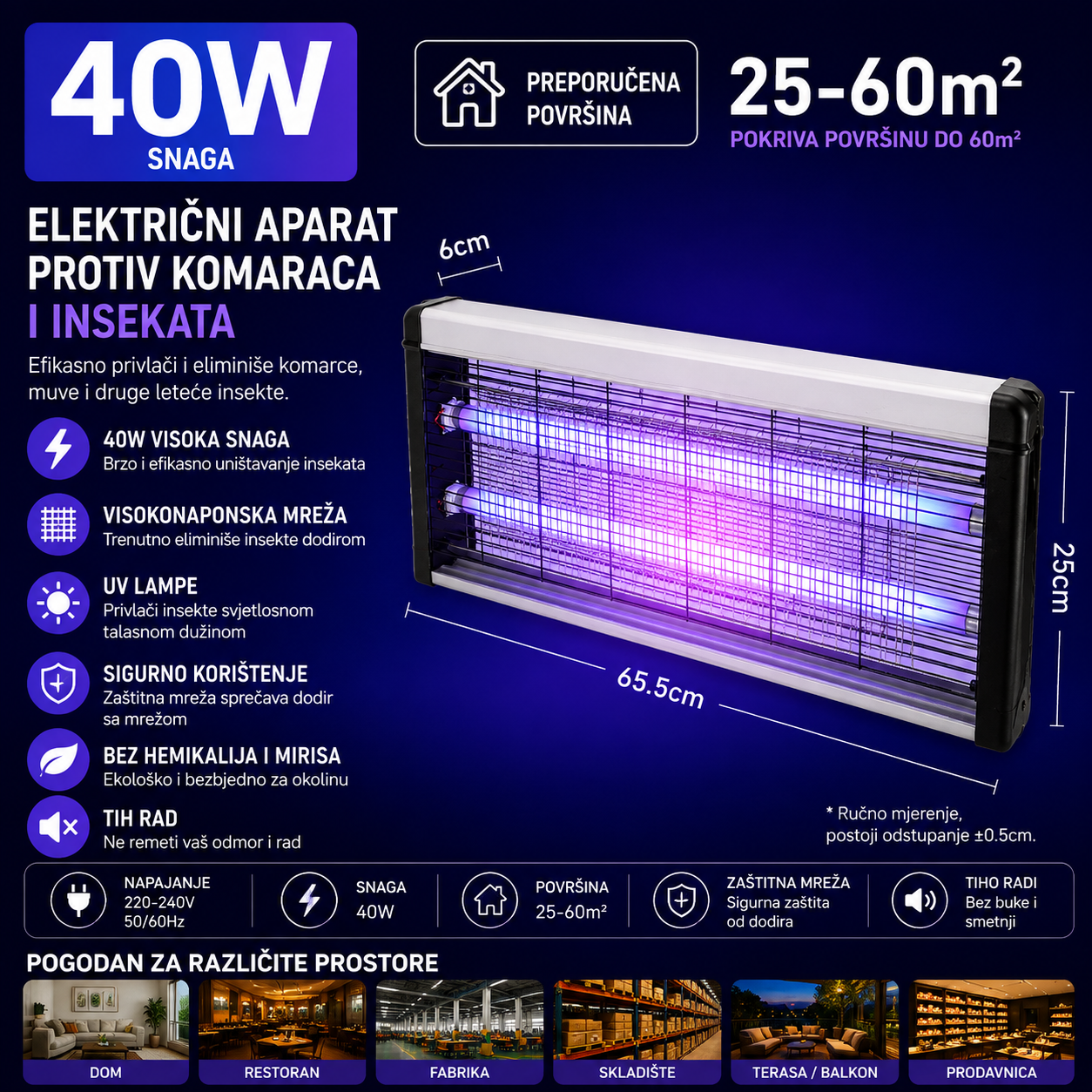 Elektricni aparat protiv komaraca i insekata UV 40W