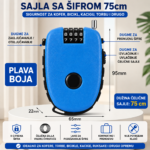 Sajla sa sifrom 75cm za kofer bicikl kacigu plava