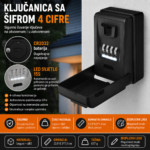Sef za kljuceve sa sifrom 4 cifre LED svjetlo crni