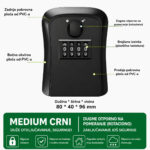 PVC sef za kljuceve sa sifrom Anti-Pry Medium crni