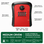 PVC sef za kljuceve sa sifrom Anti-Pry Medium crveni