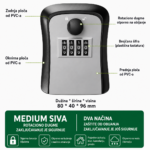 PVC sef za kljuceve sa sifrom Anti-Pry Medium sivi