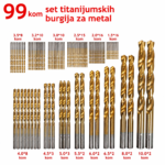 Set burgija za metal 1.5-10mm titanijumske 99 komada