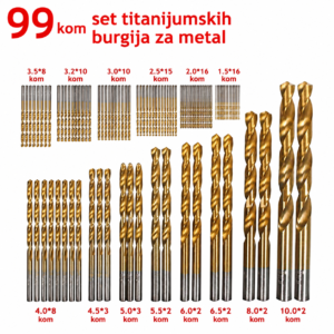 Set burgija za metal 1.5-10mm titanijumske 99 komada