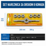 Set nareznica za navoje M3-M12 sa drskom 8 komada