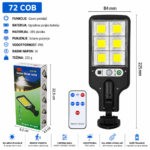 Solarna LED lampa 72 COB IP65 sa senzorom i daljinskim