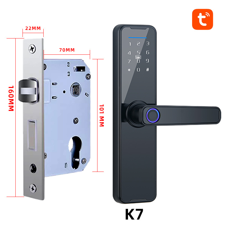 Tuya WiFi pametna brava K7 crna otisak prsta sifra