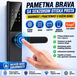 Tuya WiFi pametna brava K8 crna otisak prsta sifra