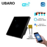 WiFi stakleni touch prekidač jednopolni Tuya crni