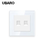 RJ45 + RJ11 utičnica od stakla bijela CAT6 lan