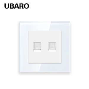RJ45 + RJ11 utičnica od stakla bijela CAT6 lan